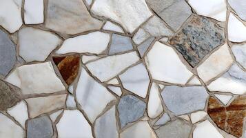 An elegant arrangement of diverse stone shards set in neutral grout forming an aesthetically pleasing design surface photo