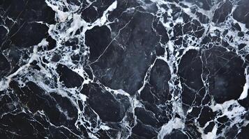 Luxurious black marble texture featuring intricate white veining creating a sophisticated pattern style photo