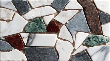 Abstract design showcasing different marble and granite pieces, creating an artful stone mosaic arrangement for backgrounds photo