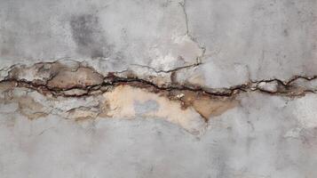 Grunge surface with crack, a visual representation of deterioration, age, texture and decay of materials photo