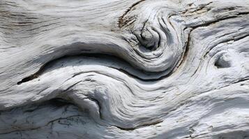 Close up of weathered driftwood revealing intricate patterns and textures in natural light showcasing nature's art photo