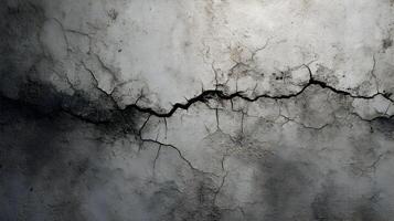 Texture of an old concrete wall showing a large crack and weathering giving it a textured look photo