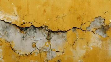 Abstract cracked wall surface revealing layers of texture and age creating a rustic aged feel photo