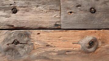 Rustic charm emanating from weathered planks and time worn screws creating a textured surface backdrop photo