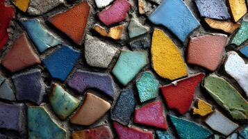 Vibrant patchwork of tesserae forming a textured abstract composition with lively color variations photo