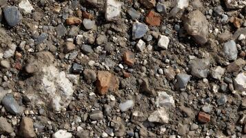 Earthy texture featuring a diverse collection of rocks and pebbles offering a natural background photo