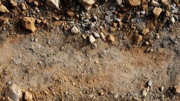 Earthy Texture of Soil and Gravel Surface Showing Different Layers and Gradations in Tones photo
