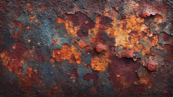 Abstract texture of oxidized metal with intricate patterns creates a captivating visual experience photo