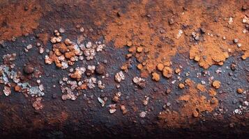 Rusty metal texture with decaying surface and flaking paint creating an abstract pattern over time photo