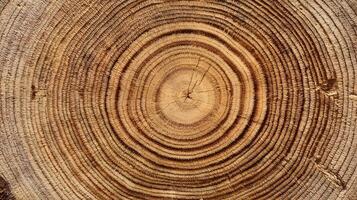 A close up cross section of a tree trunk showing annual rings, texture and cracks, representing life and nature photo