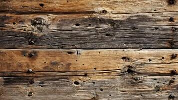 Detailed rustic timber texture showcasing wood grain and nail heads in a raw natural background, ideal for vintage themes photo