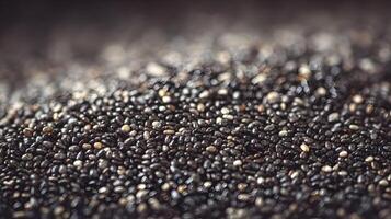 Macro photography showcasing a dense pile of nutritious chia seeds, perfect for illustrating healthy eating concepts photo