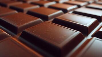 Rich dark chocolate bar background creates an inviting experience for chocolate connoisseurs eyes photo