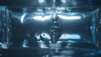 Shining foil packaging reflects light in a captivating display of product design and modern aesthetics photo