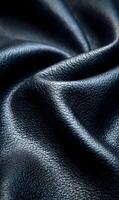 Luxury and elegance in a macro shot of textured black leather material showing its intricate detail and patterns photo