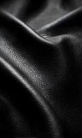 Luxurious black leather texture featuring natural grain pattern creating depth and visual appeal showcasing elegance and style photo