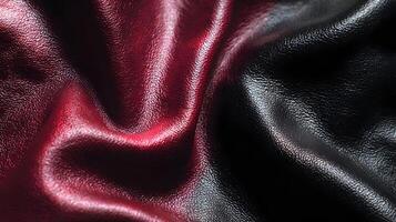 Sophisticated interplay of deep red and black leather creating a luxurious and refined texture photo