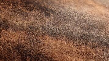 Elegant close up displaying the rich texture and natural patterns of a brown distressed leather surface photo