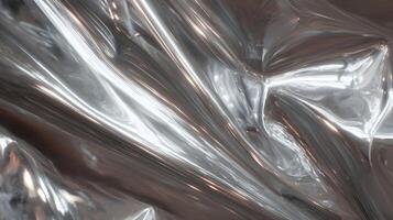 Elegant shiny silver fabric creating graceful folds and reflections with a luxurious smooth texture photo