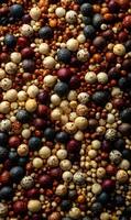 A captivating macro shot displaying the beauty and intricacy of colorful quinoa seeds grains texture background photo
