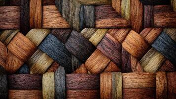 Detailed weaving pattern of interwoven natural fibers creates a warm textured background image element photo