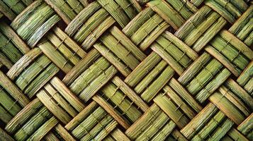 Detailed close up of intricately woven natural fibers showing pattern and texture design creating backdrop photo