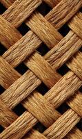 Intricate woven pattern of natural fiber showcasing texture and depth, creating a warm rustic aesthetic with detailed strands photo