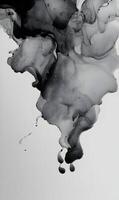 Monochrome fluid art composition creating abstract shapes showcasing ethereal beauty and dynamic movement with ink photo