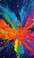 A vibrant explosion of color creates a dynamic abstract background filled with energy and movement swirling paints photo