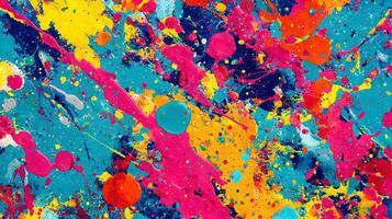 Vibrant abstract paint splash artwork featuring a dynamic explosion of colors and fluid textures creating a visually stunning and energetic composition photo