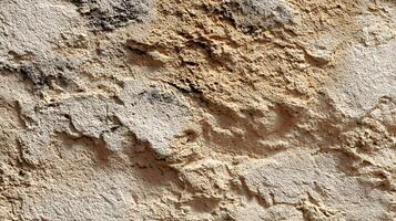 Close up shot capturing intricate details and textures of weathered stone surfaces with shades of beige photo