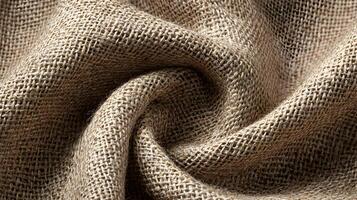 Detailed close up captures the intricate texture of burlap sack enhancing its rustic charm and unique weaving pattern photo