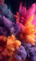 A Vibrant Burst of Color Artistic Abstraction Radiating Energy in a Dynamic Cloud of Shimmering Pigments photo