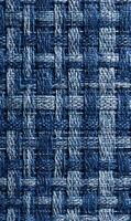 Detailed macro shot capturing the intricate weave of blue denim fabric textile close up texture pattern backdrop photo