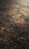 Textured earth surface showcasing natural terrain with light reflecting off granular material creates an intriguing close up scene photo