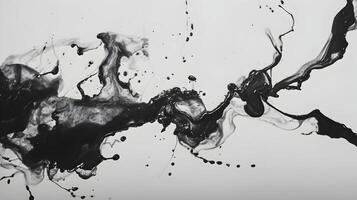 Monochromatic abstract ink explosion showcases fluid dynamics and artistic expression creating a captivating visual photo