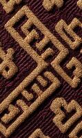 Detailed macro shot showcasing intricate geometric patterns woven into a textured fabric background material design photo