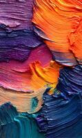 Abstract artistic expression showcasing a textured canvas bursting with vibrant hues and dynamic brushstrokes reflecting creativity photo