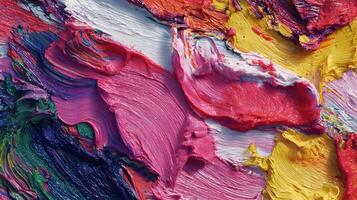 An abstract and vibrant display of thick oil paint textures with a colorful and dynamic visual style photo