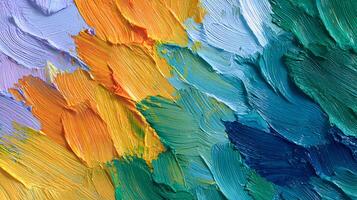 Abstract oil painting with vibrant color strokes creates a textured and dynamic visual display photo