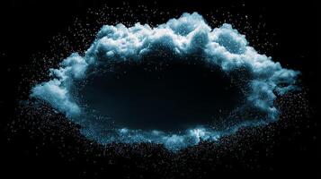 Serene Floating Cloud with Raindrops on Black Background photo