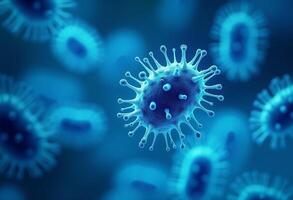 A close up of a virus in a blue background photo