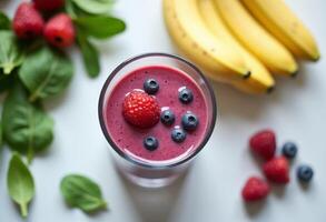 Vibrant Smoothie with Banana and Raspberry photo