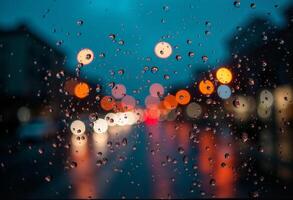 Motion Blur Lights in Rainfall photo