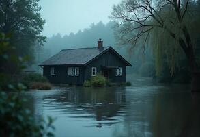 Flood Reflections Under Gray Skies photo