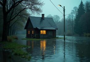 Flood Reflection with Bare Trees photo