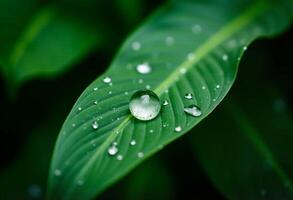 Natural Pattern of Leaf and Water Beads photo