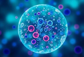 Microscopic Cluster with Neon Glow photo
