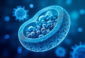 A cell with many viruses on it photo