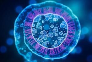 Rotating Pathogen Structure in Blue Light photo